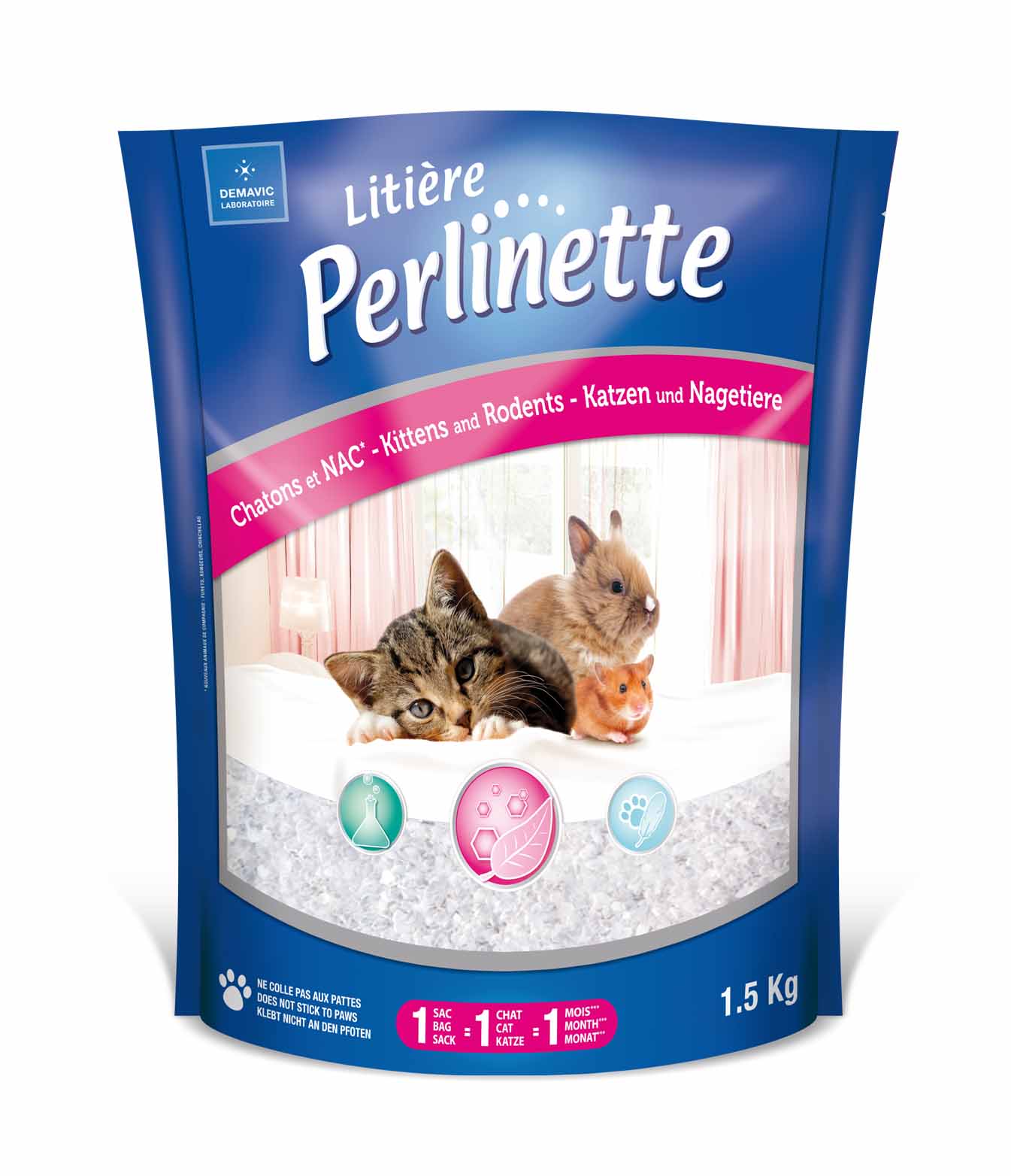 Litière absorbante Perlinette Micro-granules (chat, chaton, NAC)